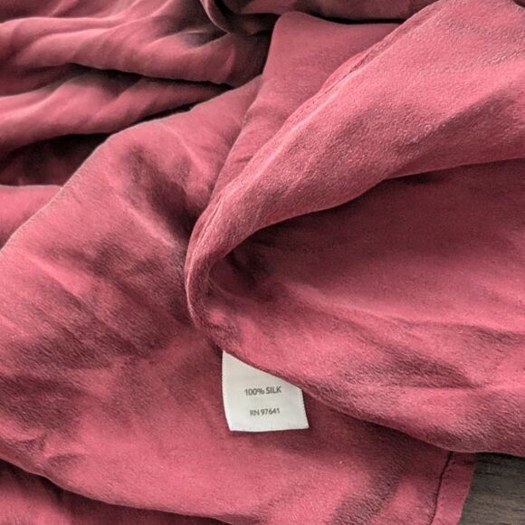 J JILL 💯 silk Shift Dress Tunic Long Sleeves Soft Burgundy sz S - Picture 5 of 11